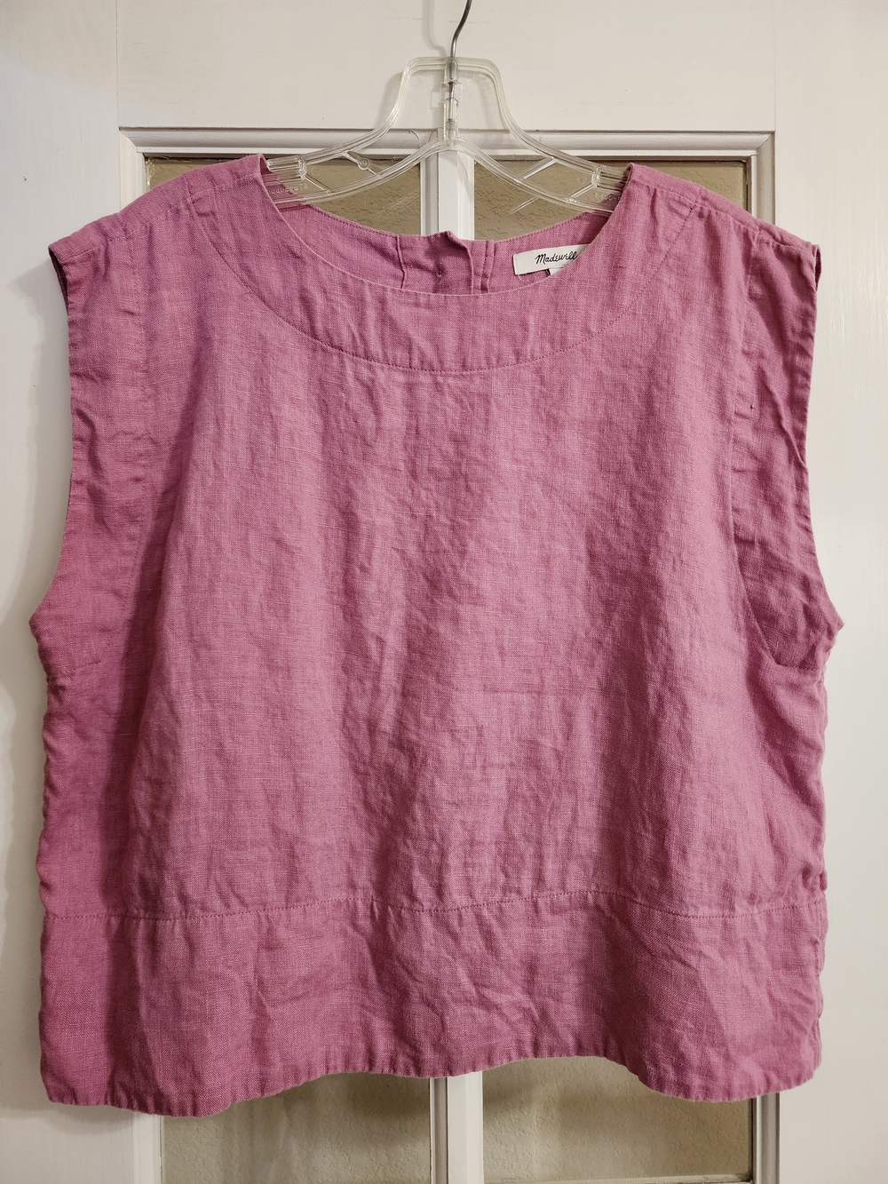 Madewell Bateau Neck 100% Linen Tank Top Shaded Pink M NP005